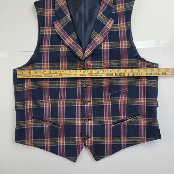 Allen Edmonds Plaid Wool Vest Size 42L Classic Preppy Tweed Vintage Style - Picture 11 of 11
